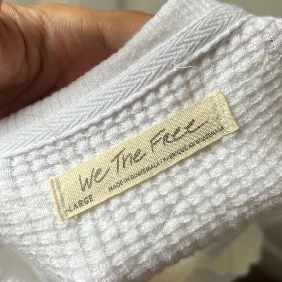 Free People Ellie Thermal Ivory Top Size Large - Picture 5 of 6